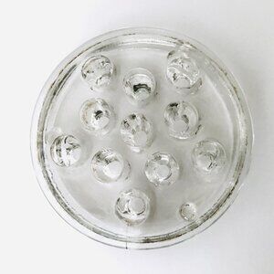 Vintage Thick Glass Flower Frog Clear Heavy 11 Holes Floral Arranging 3.25"